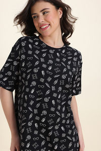Zivame Harry Potter Knit Cotton Loungewear Dress - Black Beauty — thumbnail 6